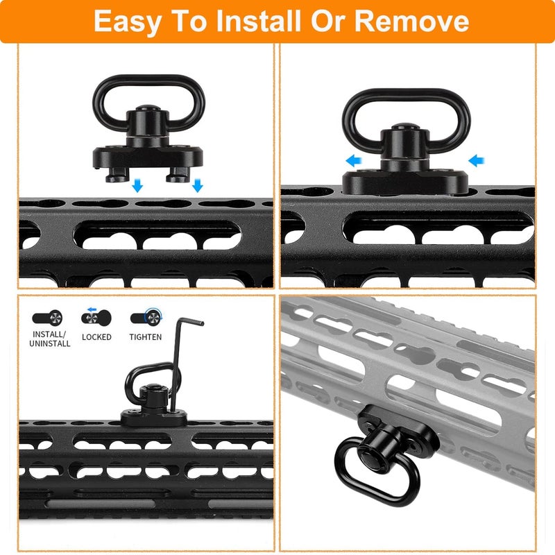 FENTUK Keymod 2 Point Traditional Sling Mounts Sling Swivels, 2 Pack 1.25" Quick Detach QD Sling Swivels Mount Attachment for Key mod System - Image 5